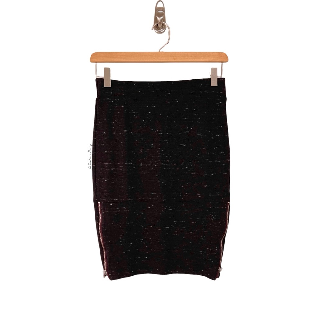 Aritzia- Wilfred Campagne Heathered Dark Plum Skirt With Zip Sides Size 4